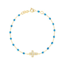 Gigi Clozeau - Cross Charm Classic Gigi Azur Diamond Bracelet, Yellow Gold, 6.7"