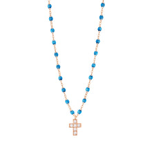 Gigi Clozeau - Cross Charm Classic Gigi Azur Diamond Necklace, Rose Gold, 16.5"