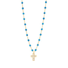 Gigi Clozeau - Cross Charm Classic Gigi Azur Diamond Necklace, Yellow Gold, 16.5"