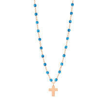Gigi Clozeau - Cross Charm Classic Gigi Azur Necklace, Rose Gold, 16.5"