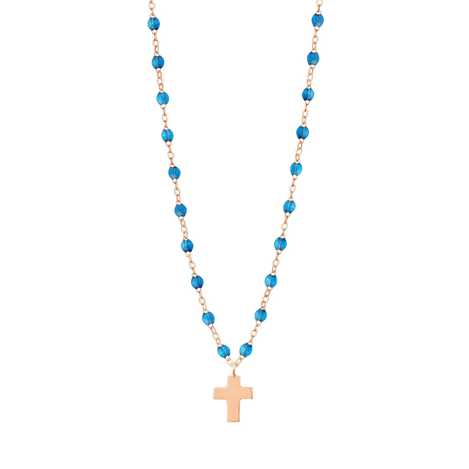 Gigi Clozeau - Cross Charm Classic Gigi Azur Necklace, Rose Gold, 16.5"