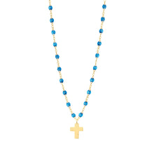 Gigi Clozeau - Cross Charm Classic Gigi Azur Necklace, Yellow Gold, 16.5"