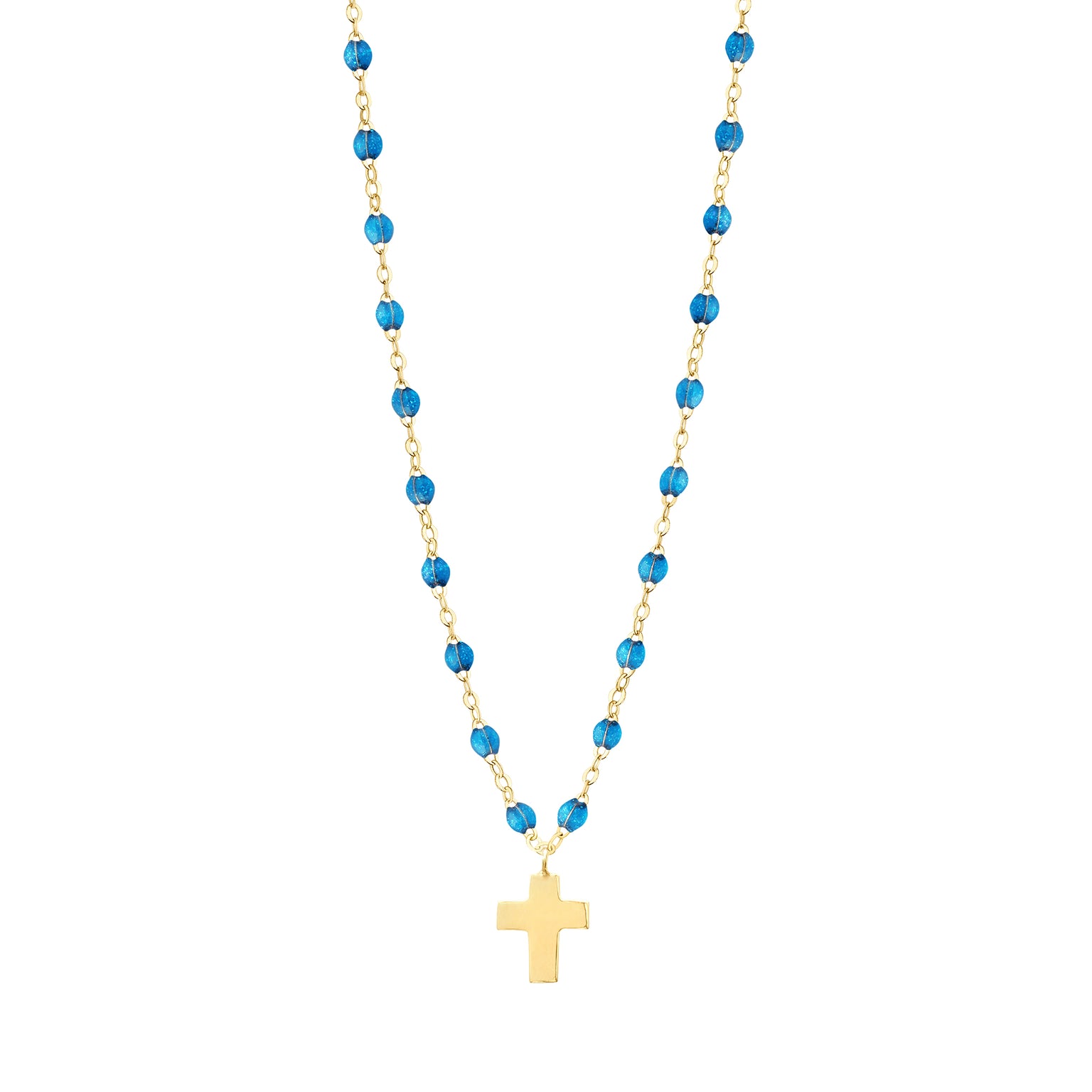 Gigi Clozeau - Cross Charm Classic Gigi Azur Necklace, Yellow Gold, 16.5"