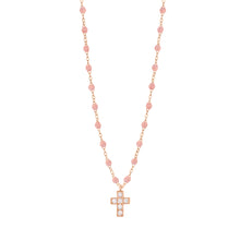 Gigi Clozeau - Cross Charm Classic Gigi Blush Diamond Necklace, Rose Gold, 16.5"