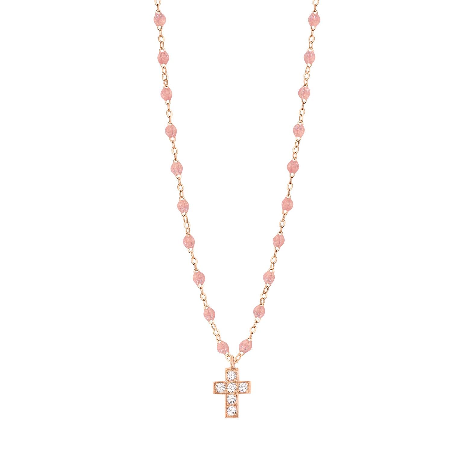 Gigi Clozeau - Cross Charm Classic Gigi Blush Diamond Necklace, Rose Gold, 16.5"