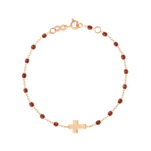 Gigi Clozeau - Cross Charm Classic Gigi Moka Bracelet, Rose Gold, 6.7"