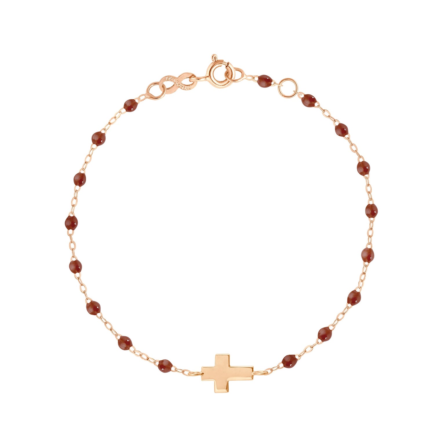 Gigi Clozeau - Cross Charm Classic Gigi Moka Bracelet, Rose Gold, 6.7"