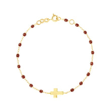 Gigi Clozeau - Cross Charm Classic Gigi Moka Bracelet, Yellow Gold, 6.7"