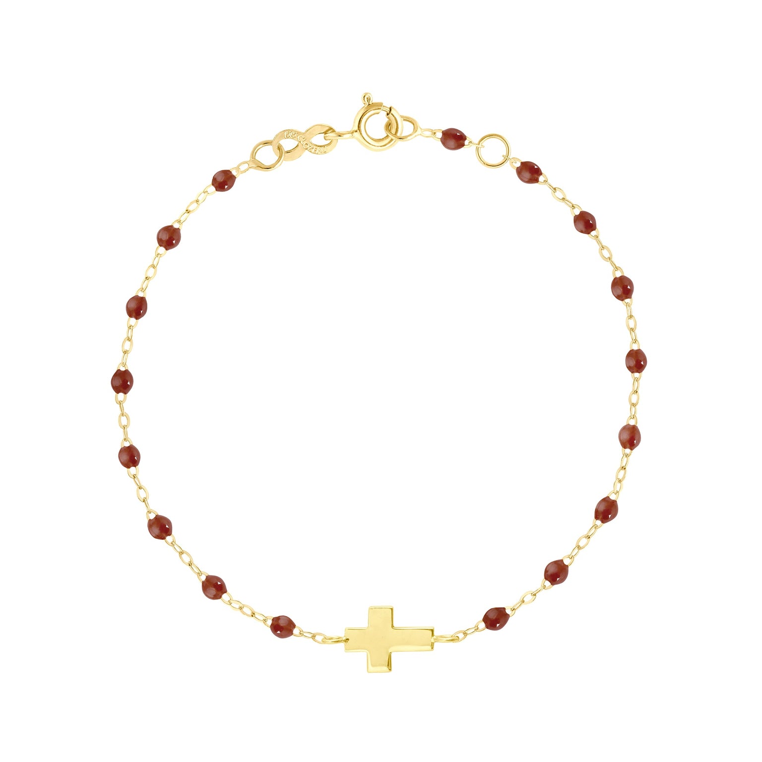 Gigi Clozeau - Cross Charm Classic Gigi Moka Bracelet, Yellow Gold, 6.7"