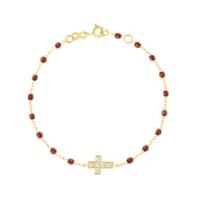 Gigi Clozeau - Cross Charm Classic Gigi Moka Diamond Bracelet, Yellow Gold, 6.7"