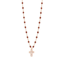 Gigi Clozeau - Cross Charm Classic Gigi Moka diamond Necklace, Rose Gold, 16.5"