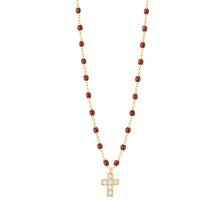 Gigi Clozeau - Cross Charm Classic Gigi Moka diamond Necklace, Yellow Gold, 16.5"