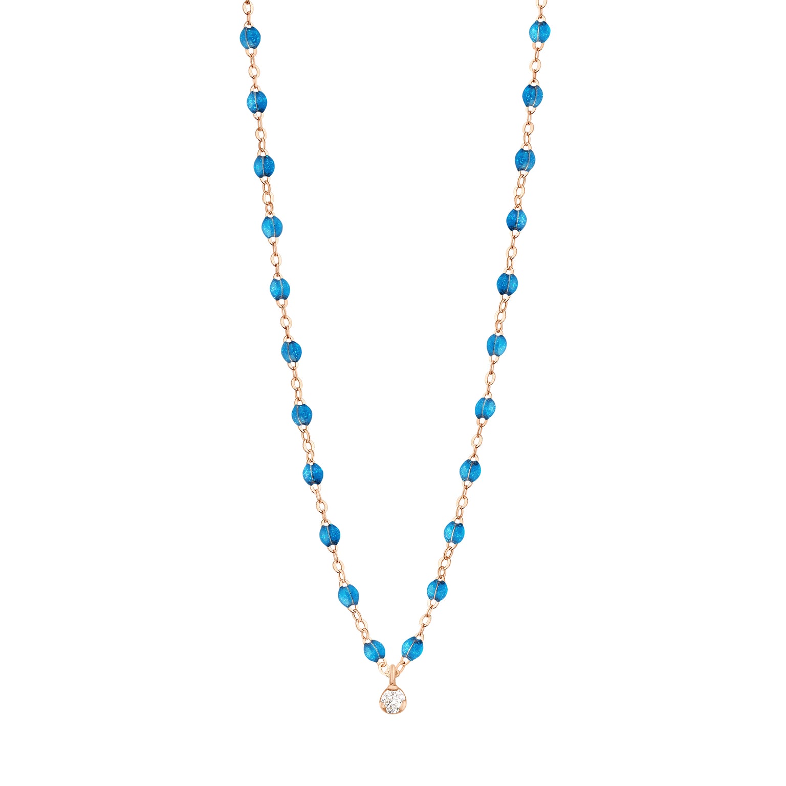 Gigi Clozeau - Gigi Supreme Classic 1 Diamond Necklace, Azur, Rose Gold, 16.5"