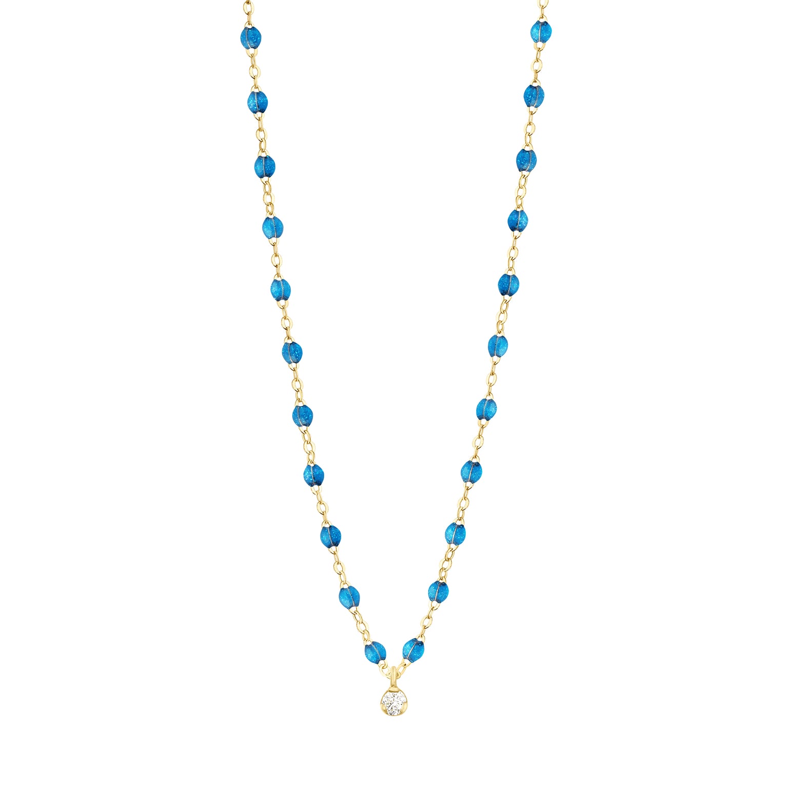 Gigi Clozeau - Gigi Supreme Classic 1 Diamond Necklace, Azur, Yellow Gold, 16.5"