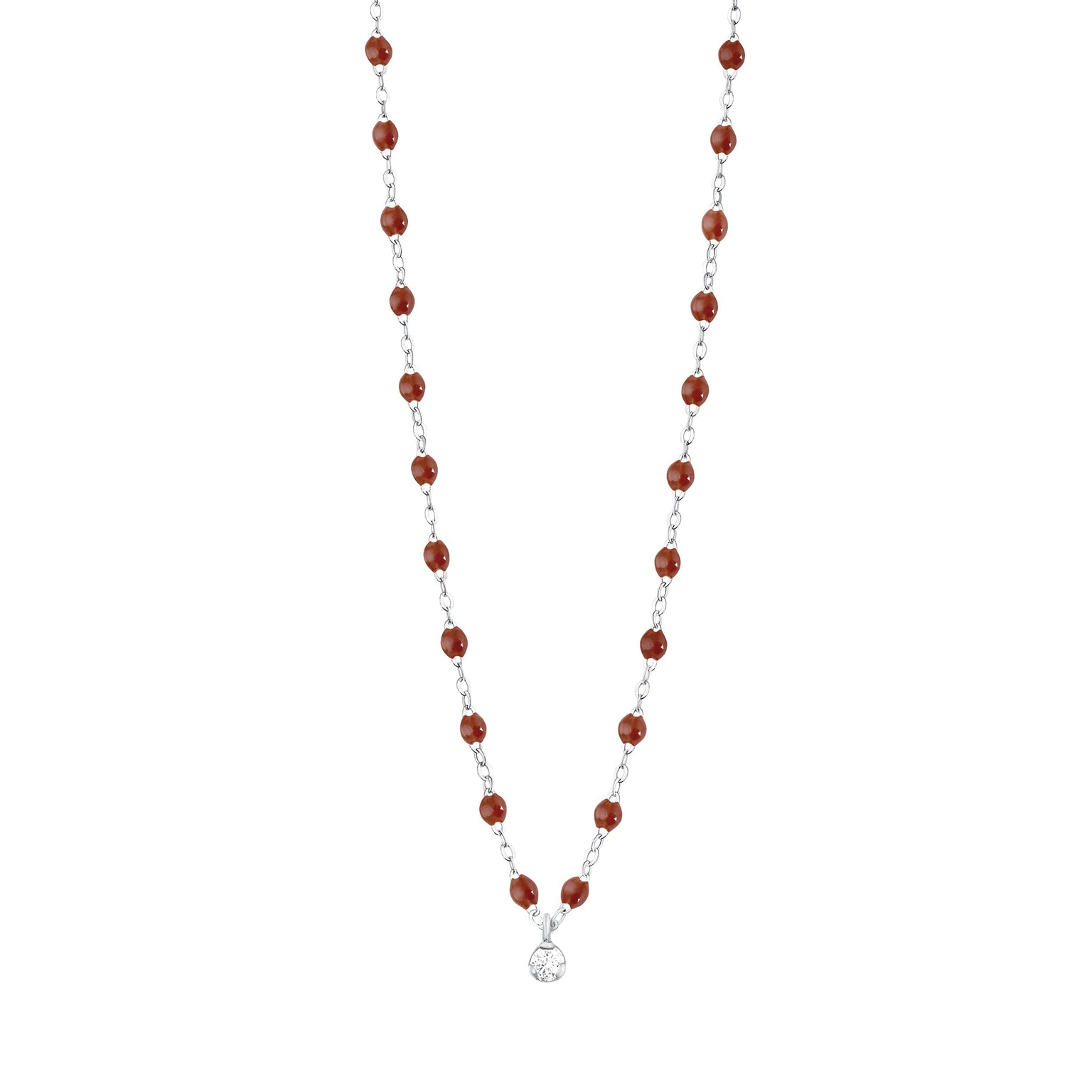 Gigi Clozeau - Gigi Suprême Classic 1 Diamond Necklace, Moka, White Gold, 16.5"