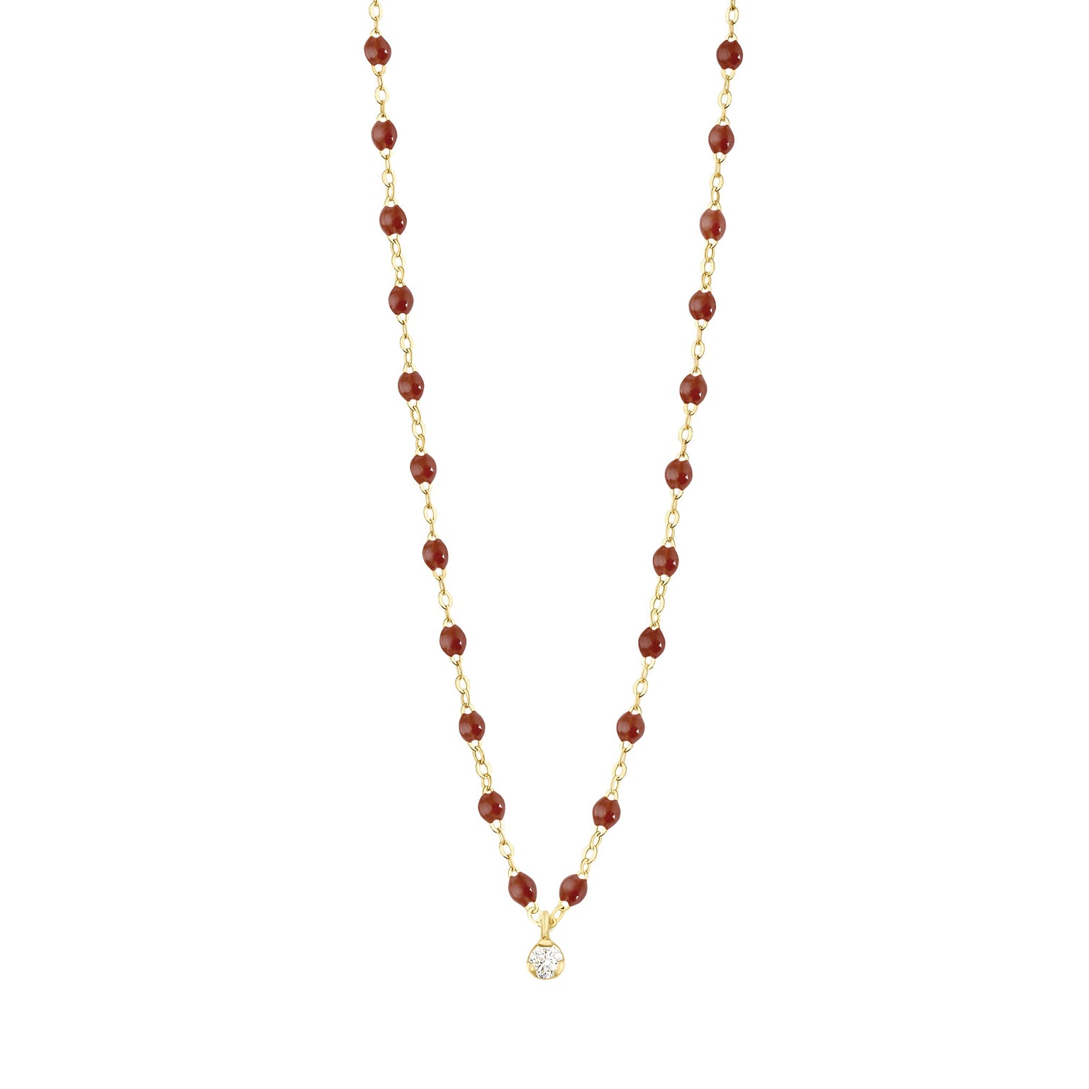 Gigi Clozeau - Gigi Suprême Classic 1 Diamond Necklace, Moka, Yellow Gold, 16.5"