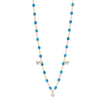 Gigi Clozeau - Gigi Supreme Classic 3 Diamond Necklace, Azur, Rose Gold, 17.7"