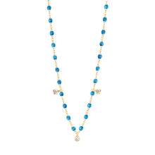 Gigi Clozeau - Gigi Supreme Classic 3 Diamond Necklace, Azur, Yellow Gold, 17.7"