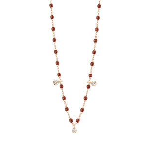 Gigi Clozeau - Gigi Suprême Classic 3 Diamond Necklace, Moka, Rose Gold, 17.7"