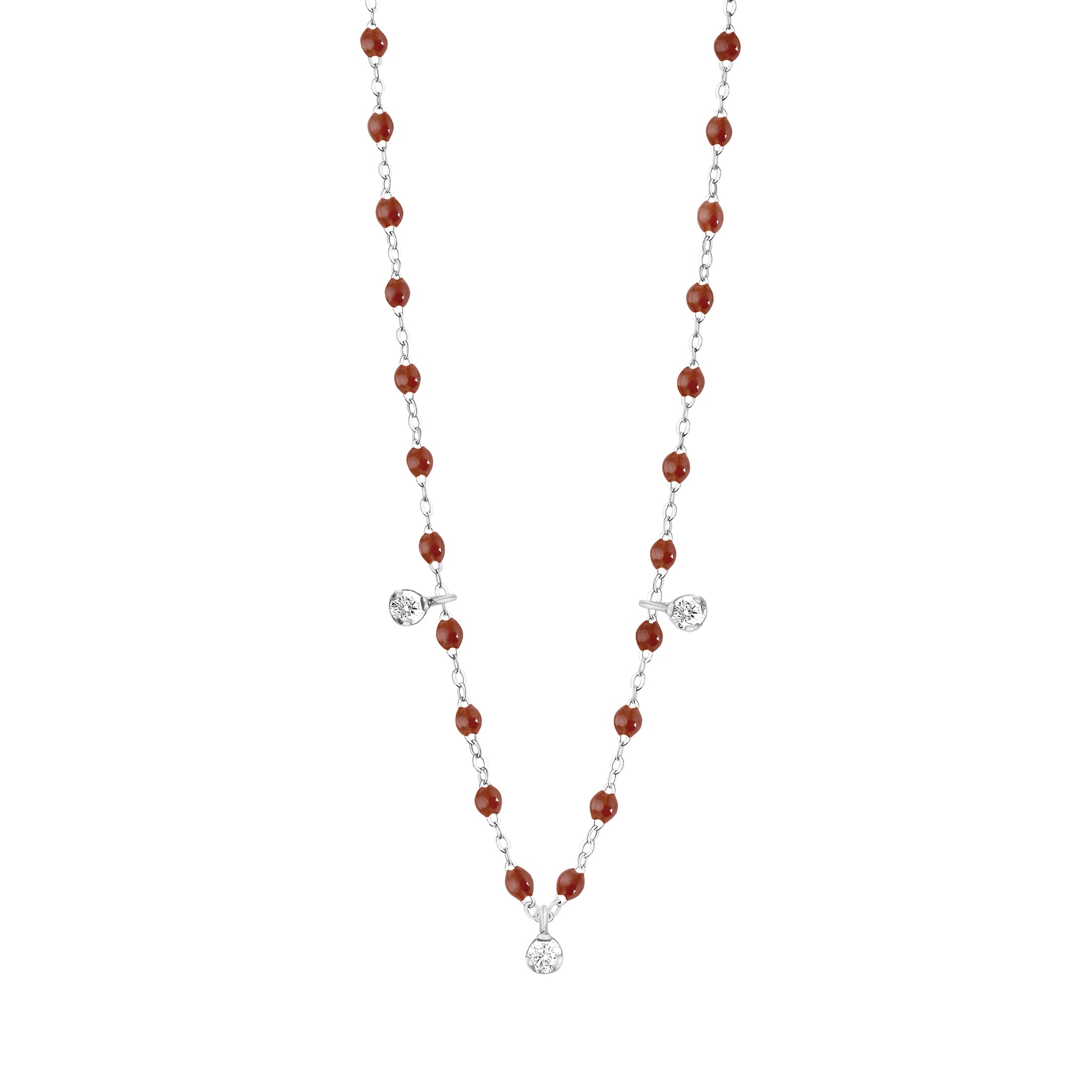 Gigi Clozeau - Gigi Suprême Classic 3 Diamond Necklace, Moka, White Gold, 17.7"