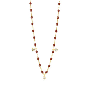 Gigi Clozeau - Gigi Suprême Classic 3 Diamond Necklace, Moka, Yellow Gold, 17.7"