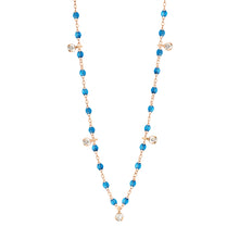 Gigi Clozeau - Gigi Supreme Classic 5 Diamond Necklace, Azur, Rose Gold, 17.7"