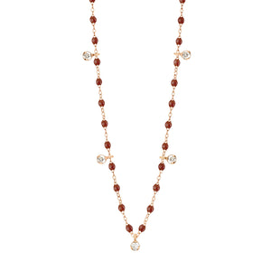 Gigi Clozeau - Gigi Suprême Classic 5 Diamond Necklace, Moka, Rose Gold, 17.7"