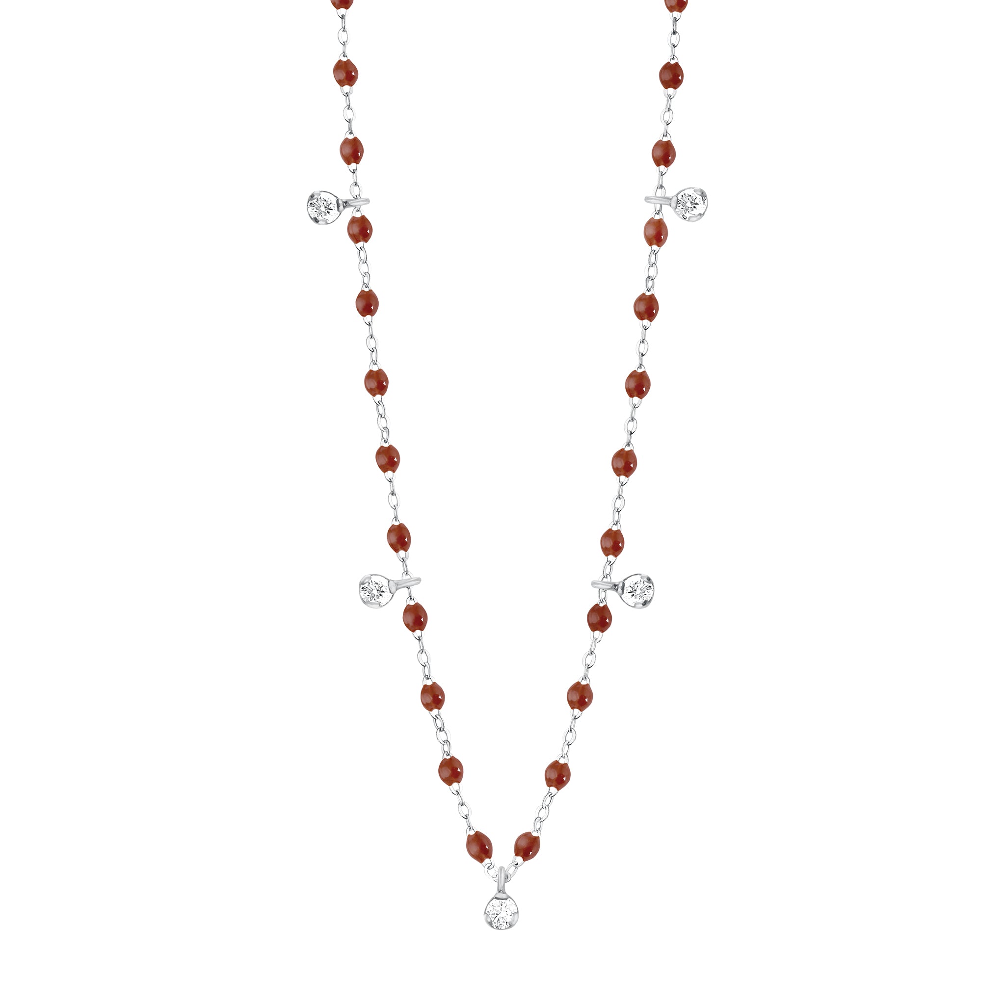 Gigi Clozeau - Gigi Suprême Classic 5 Diamond Necklace, Moka, White Gold, 17.7"