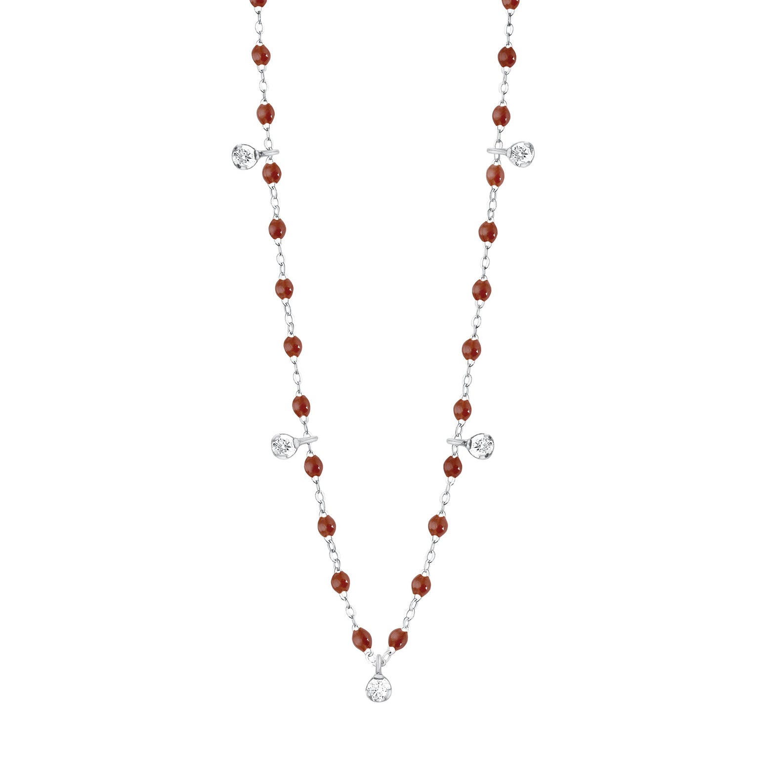 Gigi Clozeau - Gigi Suprême Classic 5 Diamond Necklace, Moka, White Gold, 17.7"