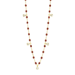 Gigi Clozeau - Gigi Suprême Classic 5 Diamond Necklace, Moka, Yellow Gold, 17.7"