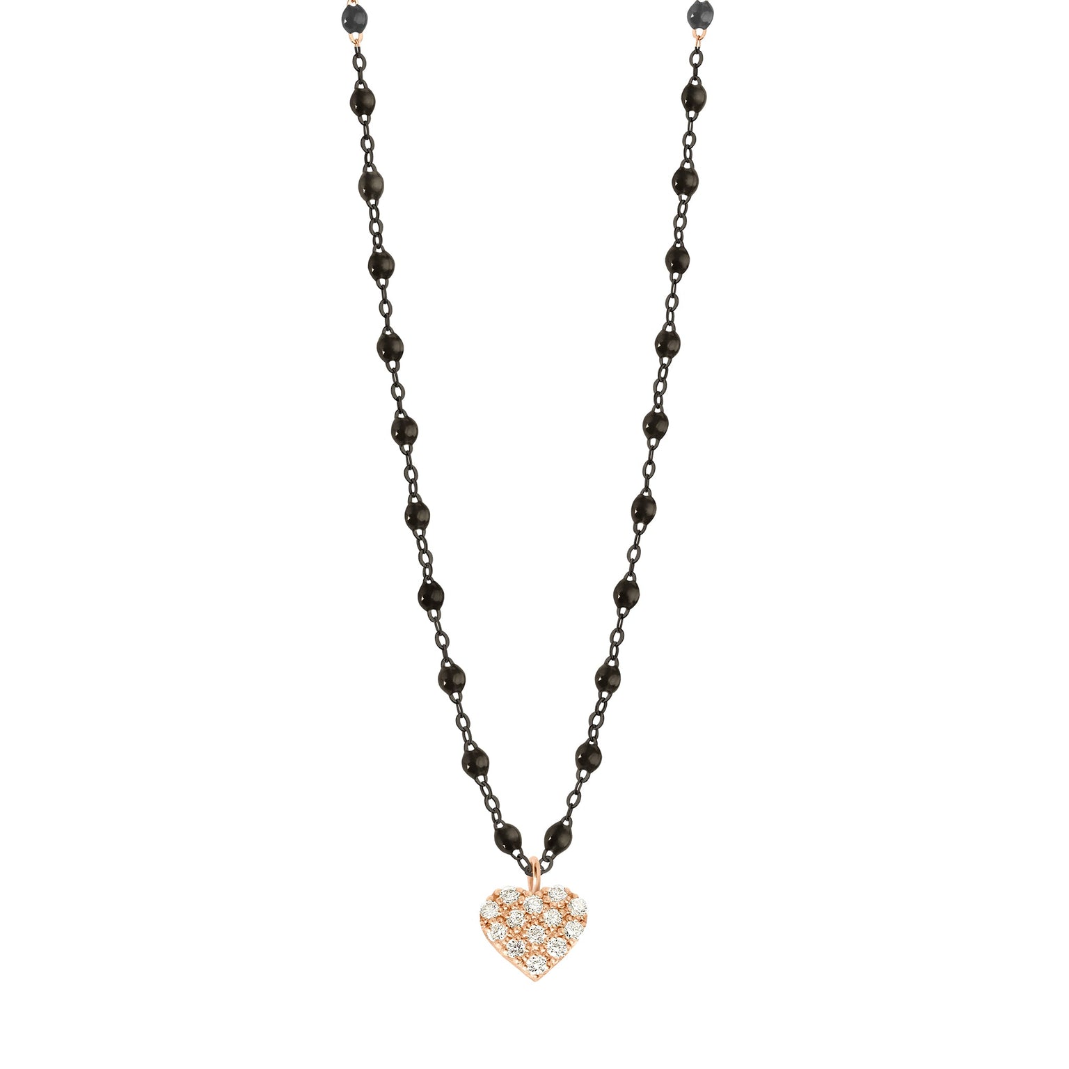 Gigi Clozeau - In Love Diamond Black Necklace, Black and Rose Gold, 16.5"