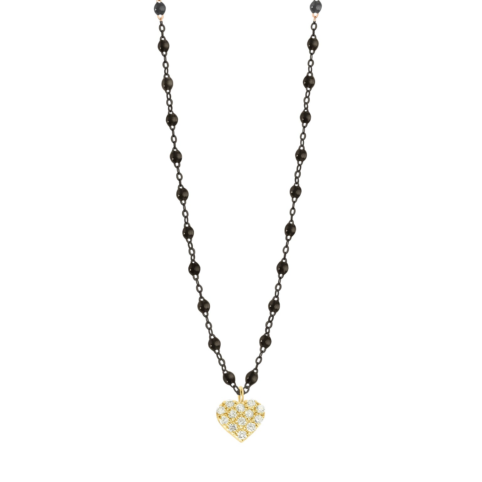 Gigi Clozeau - In Love Diamond Black Necklace, Black and Yellow Gold, 16.5"
