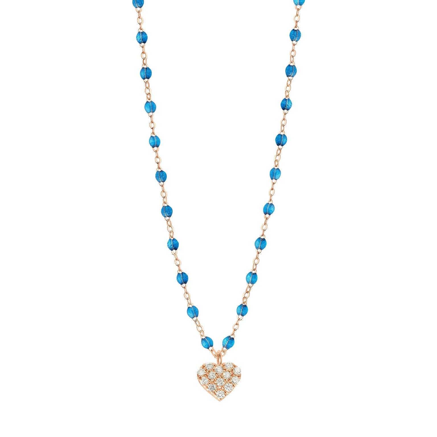 Gigi Clozeau - In Love Diamond Necklace, Azur, Rose Gold, 16.5"