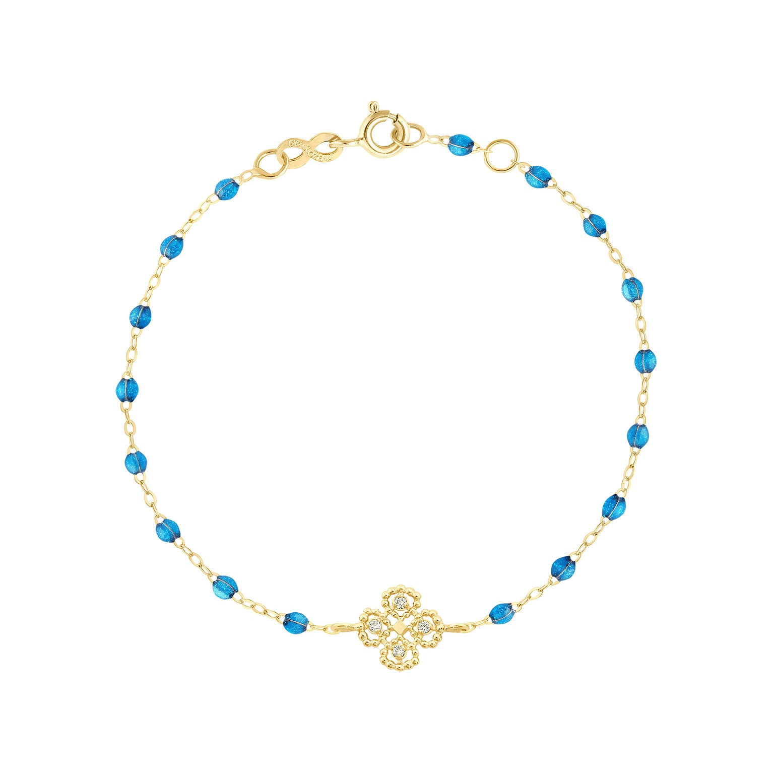 Gigi Clozeau - Lucky Clover Classic Gigi Azur Diamond Bracelet, Yellow Gold, 6.7"