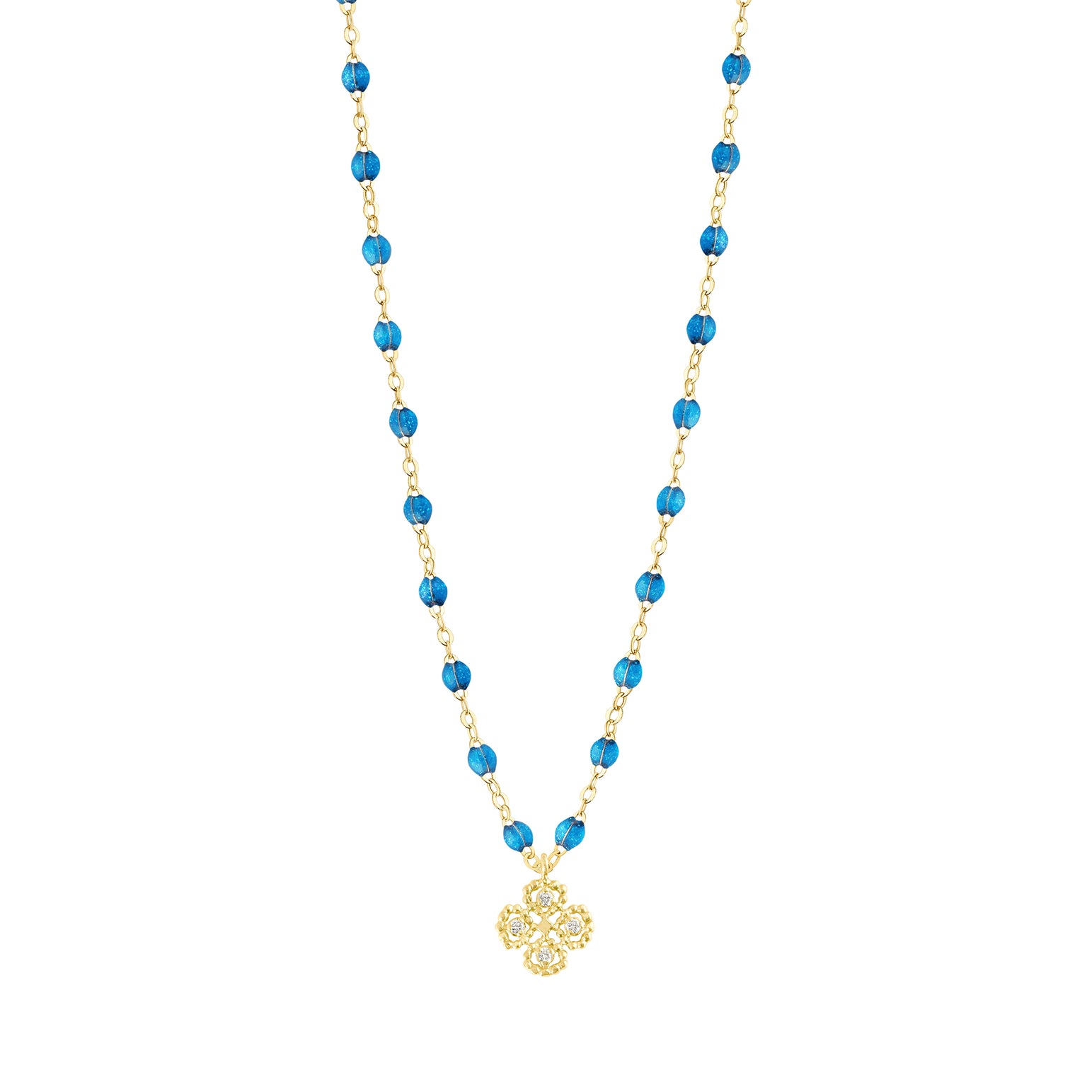 Gigi Clozeau - Lucky Clover Classic Gigi Azur Diamond Necklace, Yellow Gold, 16.5"