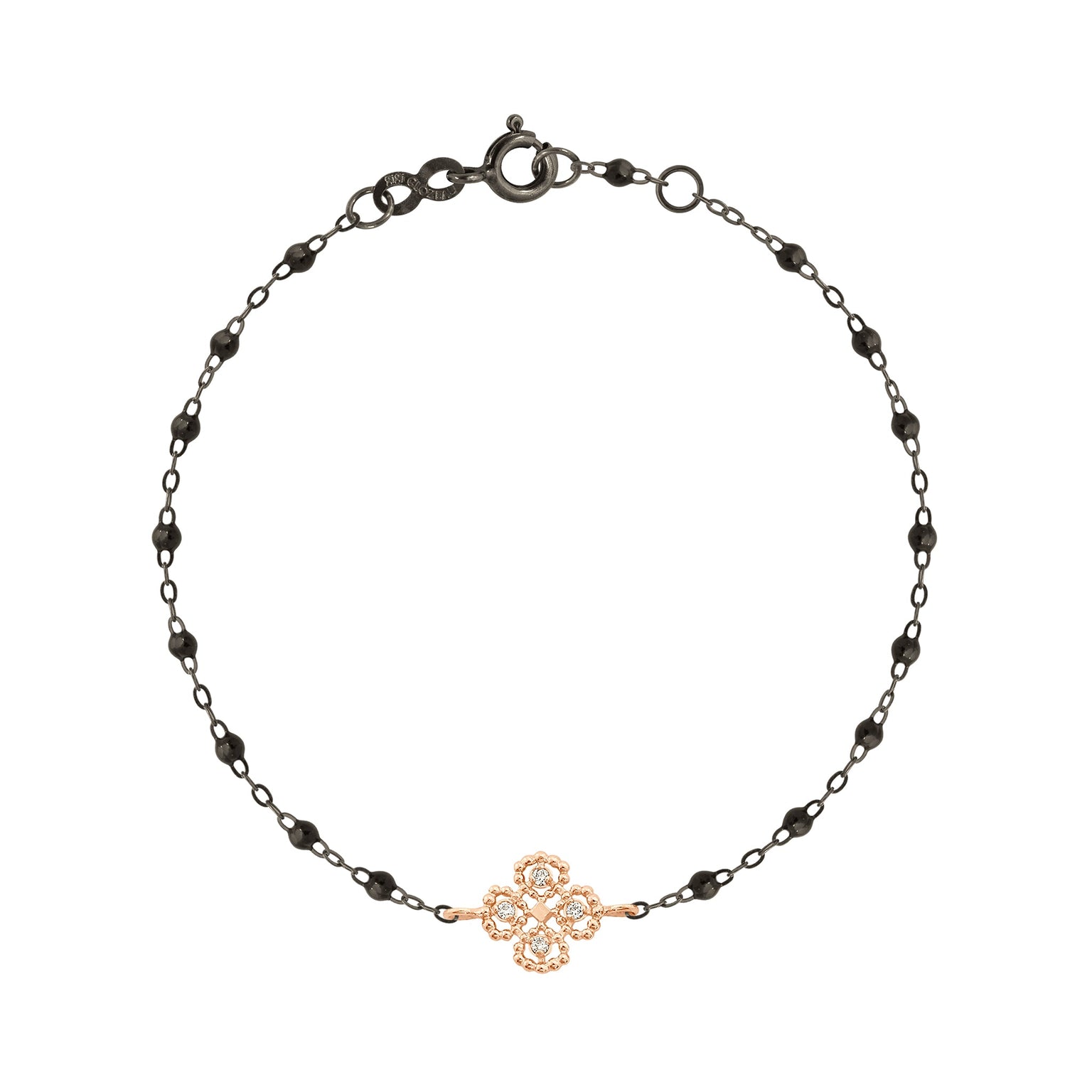 Gigi Clozeau - Lucky Clover Classic Gigi Black Diamond Bracelet, Black and Rose Gold, 6.7"