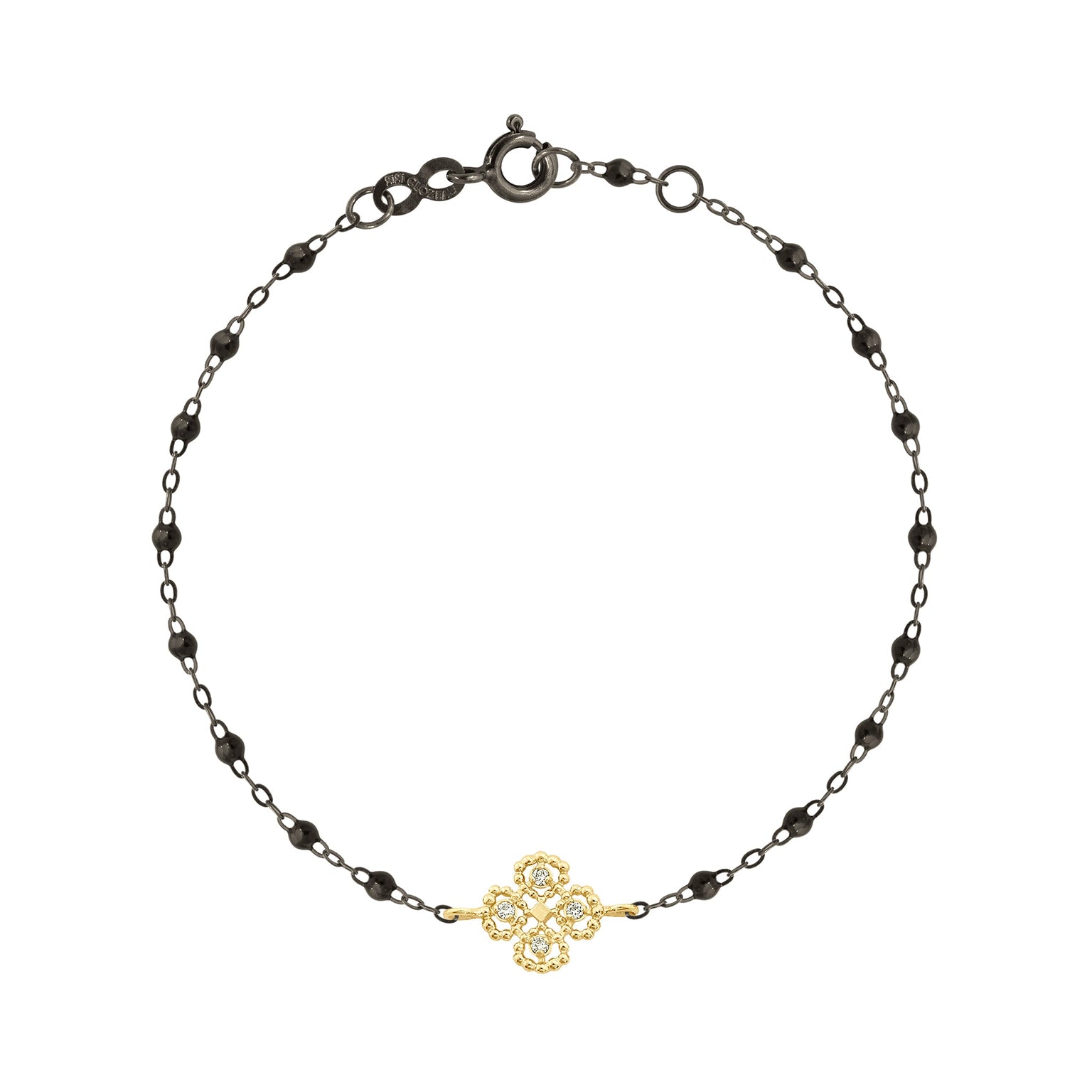 Gigi Clozeau - Lucky Clover Classic Gigi Black Diamond Bracelet, Black and Yellow Gold, 6.7"