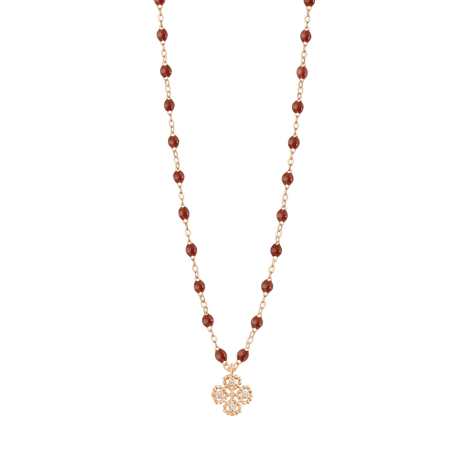 Gigi Clozeau - Lucky Clover Classic Gigi Moka Diamond Necklace, Rose Gold, 16.5"
