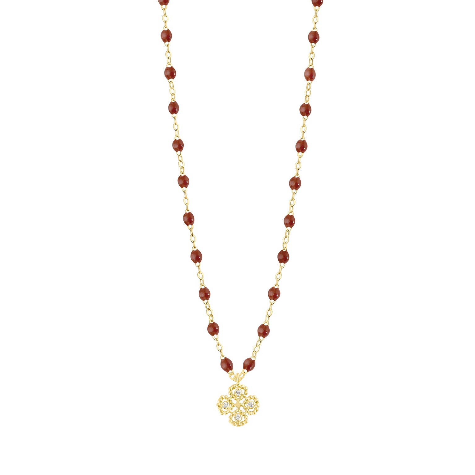 Gigi Clozeau - Lucky Clover Classic Gigi Moka Diamond Necklace, Yellow Gold, 16.5"