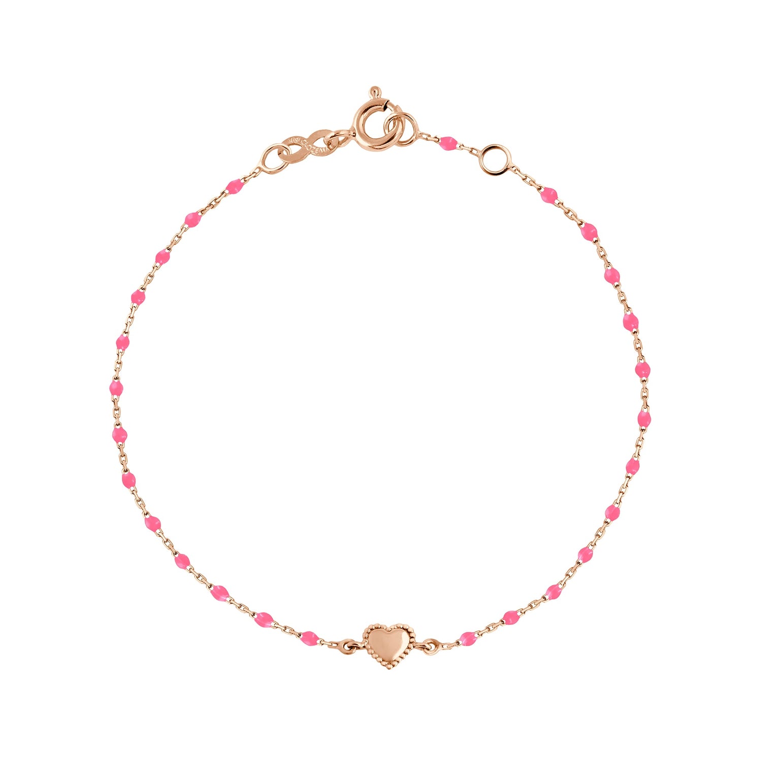 Gigi Clozeau - Lucky Heart Mini Gigi Pink bracelet, Rose Gold, 6.7"