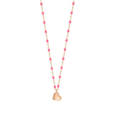 Gigi Clozeau - Lucky Heart Mini Gigi Pink necklace, Rose Gold, 15.7"