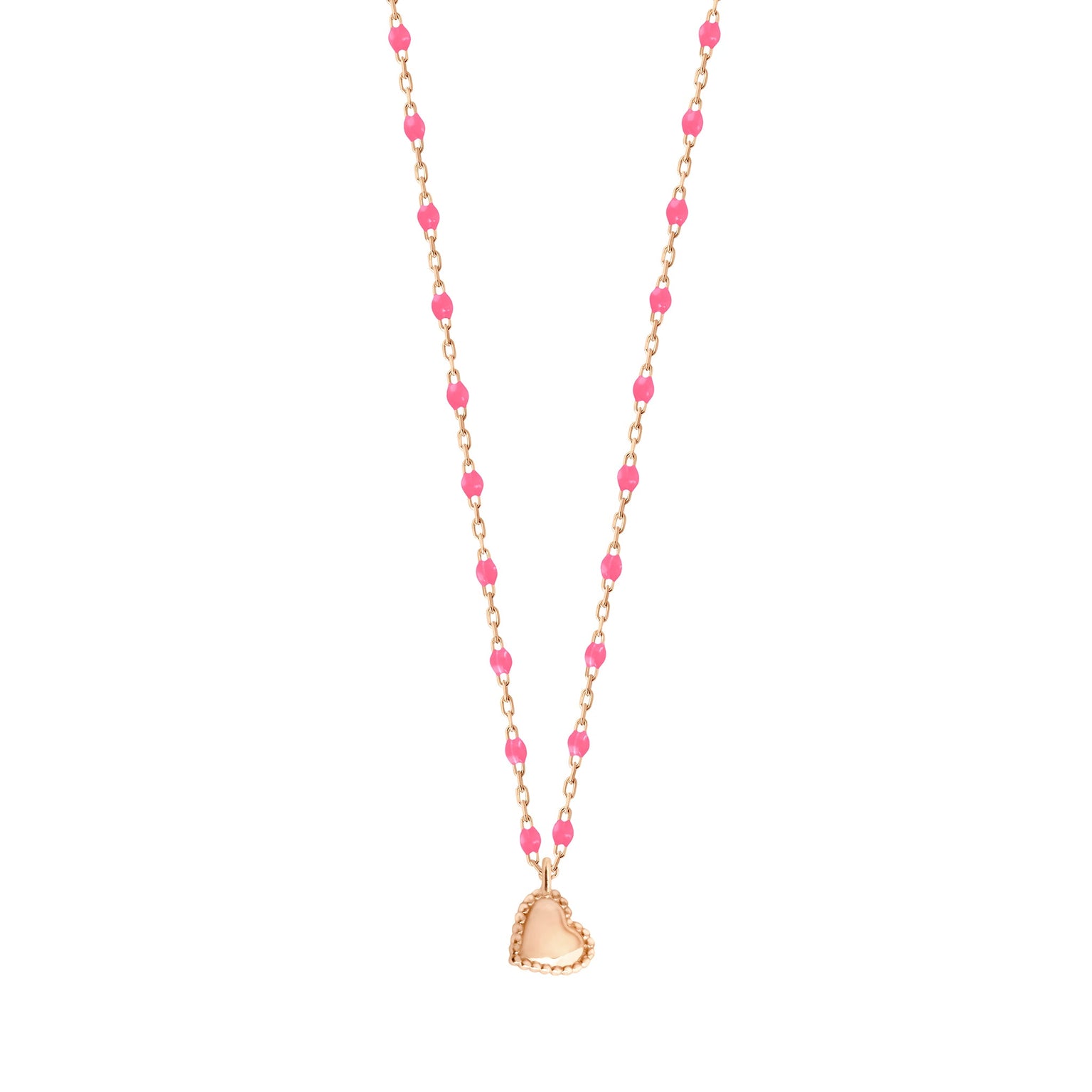 Gigi Clozeau - Lucky Heart Mini Gigi Pink necklace, Rose Gold, 15.7"