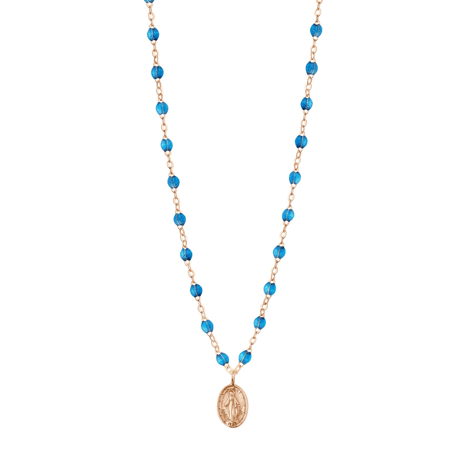 Gigi Clozeau - Madone Charm Classic Gigi Azur Necklace, Rose Gold, 16.5"