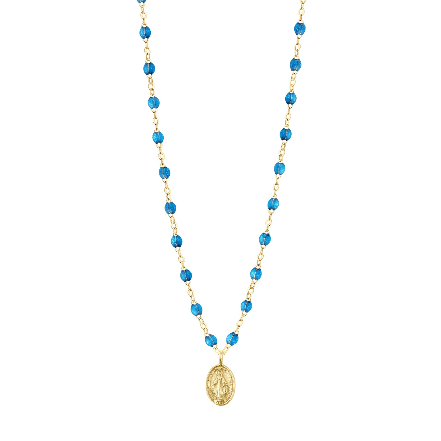 Gigi Clozeau - Madone Charm Classic Gigi Azur Necklace, Yellow Gold, 16.5"