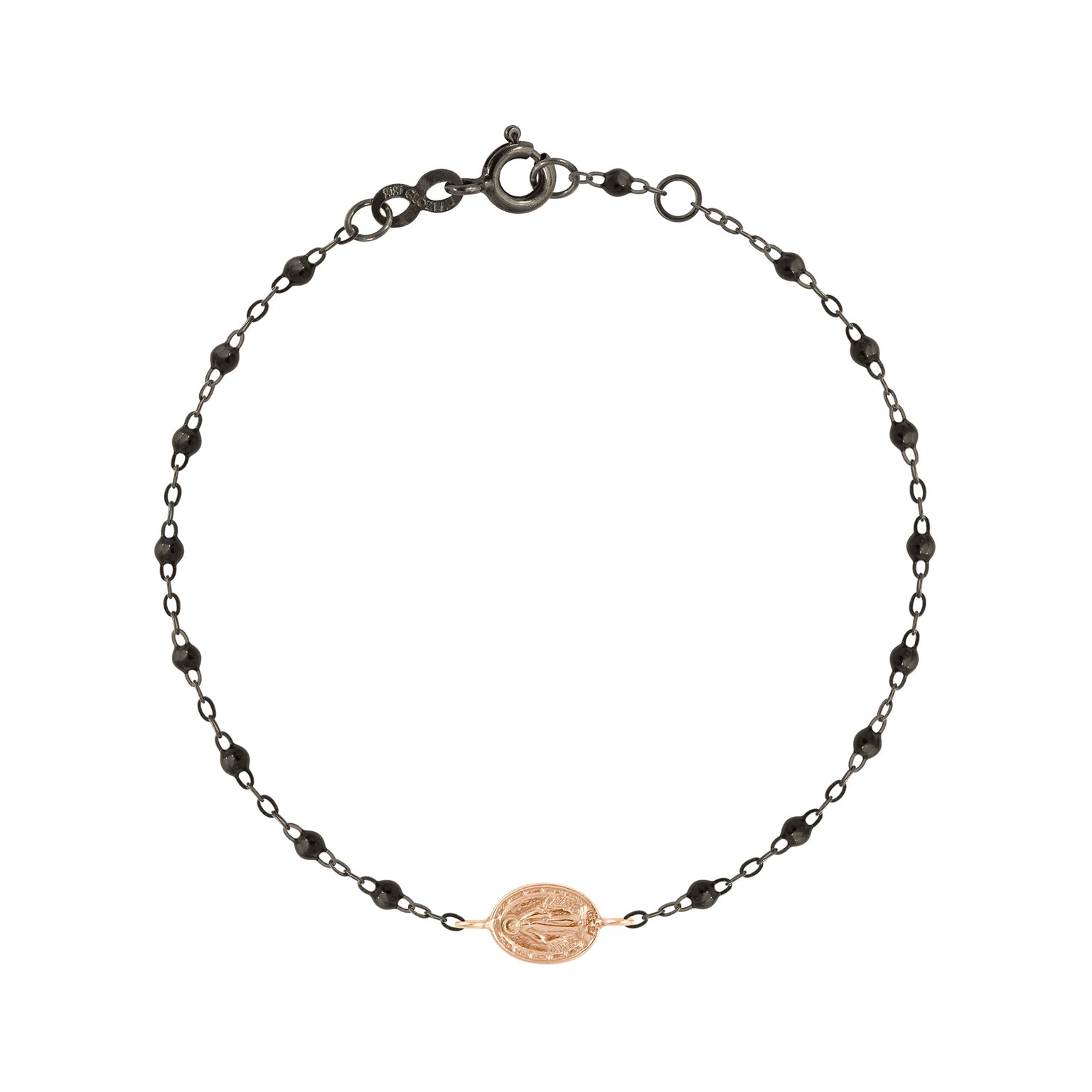Gigi Clozeau - Madone Charm Classic Gigi Black Bracelet, Black and Rose Gold, 6.7"