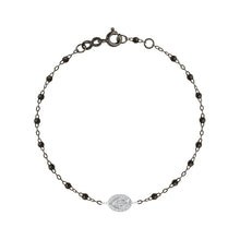 Gigi Clozeau - Madone Charm Classic Gigi Black Bracelet, Black and White Gold, 6.7"
