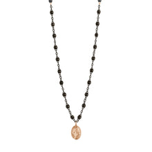 Gigi Clozeau - Madone Charm Classic Gigi Black Necklace, Black and Rose Gold, 16.5"