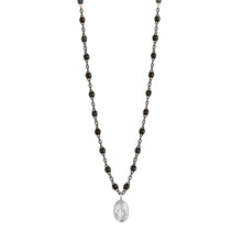 Gigi Clozeau - Madone Charm Classic Gigi Black Necklace, Black and White Gold, 16.5"