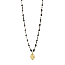 Gigi Clozeau - Madone Charm Classic Gigi Black Necklace, Black and Yellow Gold, 16.5"