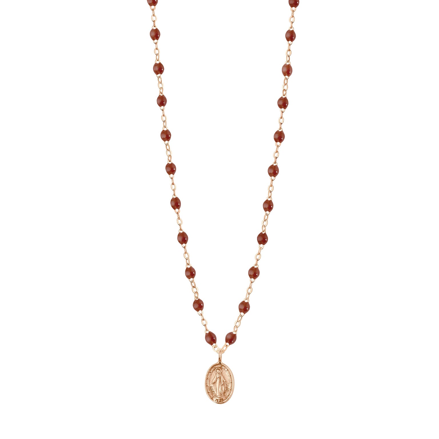 Gigi Clozeau - Madone Charm Classic Gigi Moka Necklace, Rose Gold, 16.5"